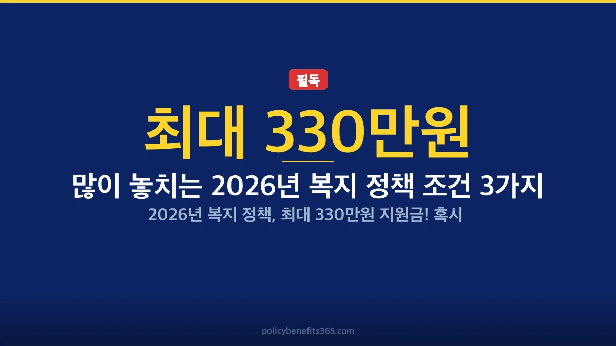 많이 놓치는 2026년 복지 정책 조건 3가지 지원금 안내