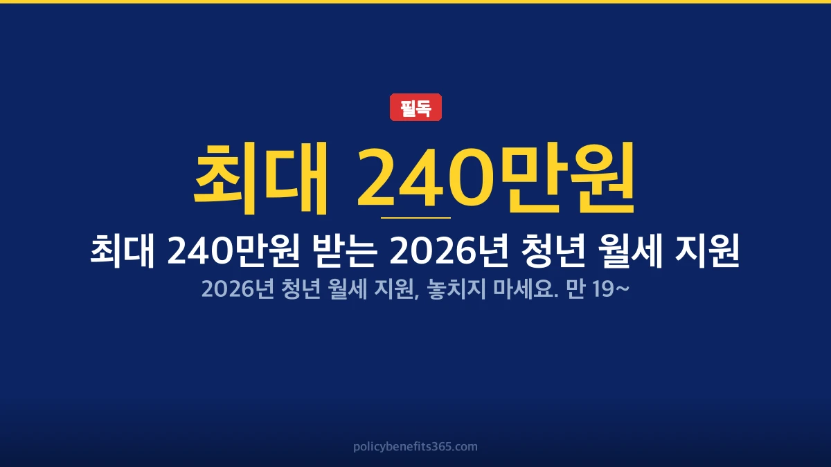 최대 240만원 받는 2026년 청년 월세 지원 지원금 안내